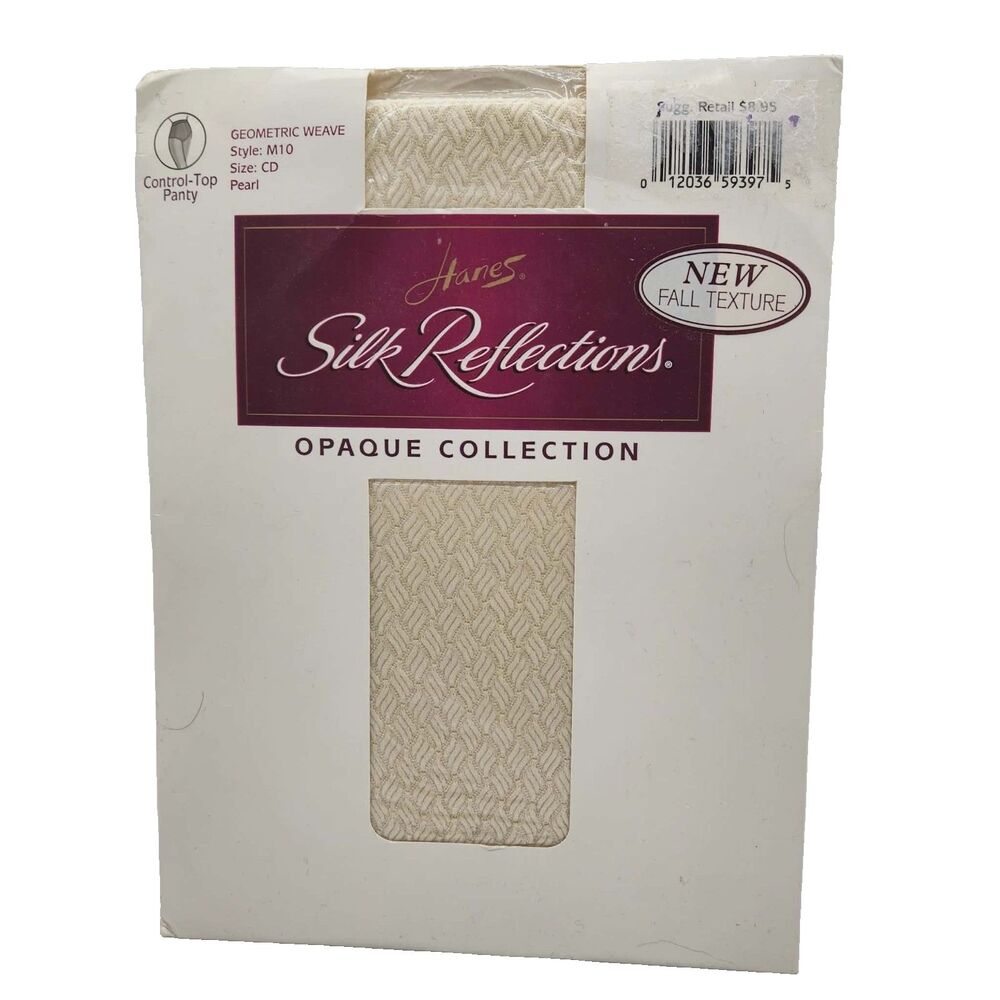 Hanes Silk Reflections Textured Geometric Pantyhose Size CD Pearl Style M10